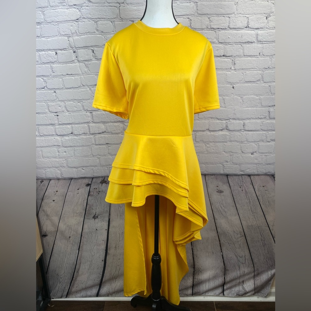 Elegant Yellow High Low Dress
